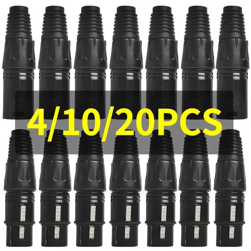 4/10/20pcs 3-Pin XLR Male to Female Adapter - Balanced Audio Plug for Microphone Mixer Speaker