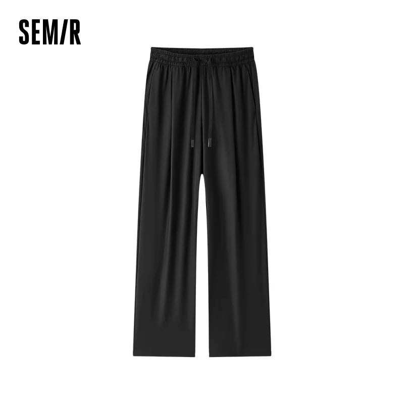 Semir Women Pants Wide 2026 Leg Knitted Loose Fit Elastic Waist Drawstring Urban Casual Everyday Style Soft Comfortable