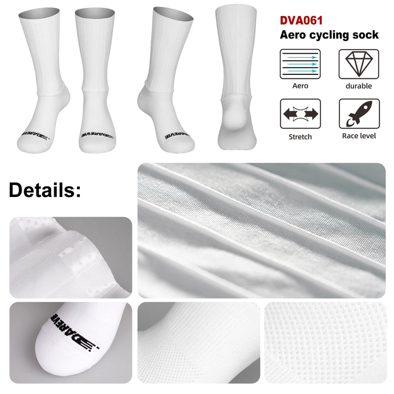 ស្រោមជើងកីឡា DAREVIE Aero ល្បឿនលឿន ស្ងួតរហ័ស មិនរអិល ស្រោមជើងបុរសក្រៅផ្ទះ ស្រូបយកសំណើម កាត់បន្ថយភាពធន់នឹងខ្យល់ ស្រោមជើងស្ត្រី
