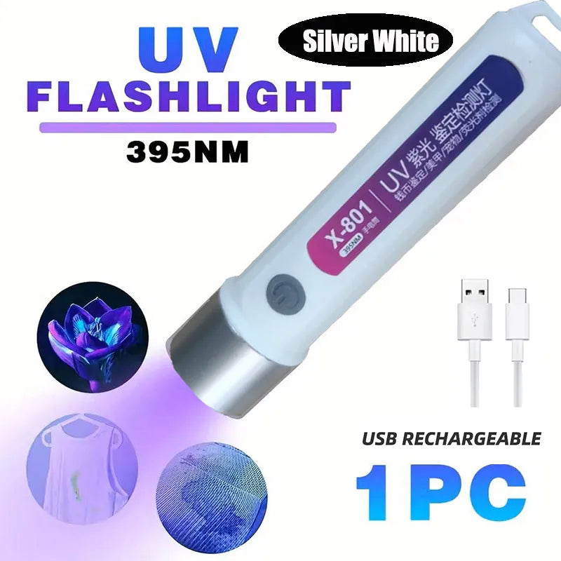 ចង្កៀង LED UV ចល័ត ពិលពណ៌ស្វាយ ឧបករណ៍ចាប់លុយ ពន្លឺបំភ្លឺភ្នាក់ងារហ្វ្លុយអូរ៉េសង់ សម្រាប់ការរកឃើញ និងសុវត្ថិភាព