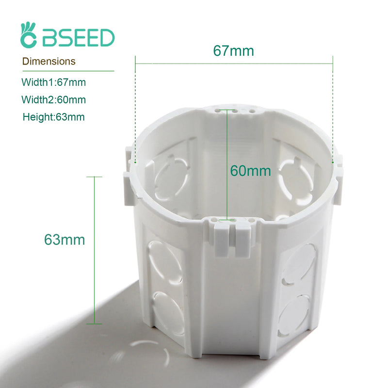 BSEED EU Standard Mounting Box Internal Junction Box 86*86 Wall Switch Socket Wiring Cassette Plastic White