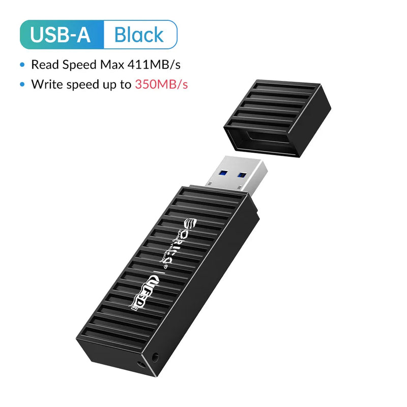 ORICO UFSD All Metal 256GB USB Flash Drive 411MB/S Pen Drives 512GB 128GB 64GB USB Stick Type C Pendrives Container Shape Design
