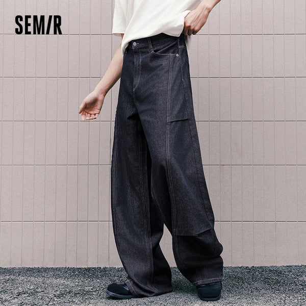 ខោខូវប៊យបុរស Semir បែប Retro រលុង ជើងកោង បន្ទះ Denim ទន់ រចនាប័ទ្មធម្មតា ខោរដូវស្លឹកឈើជ្រុះ ស្លៀកប្រចាំថ្ងៃធម្មតា 2026