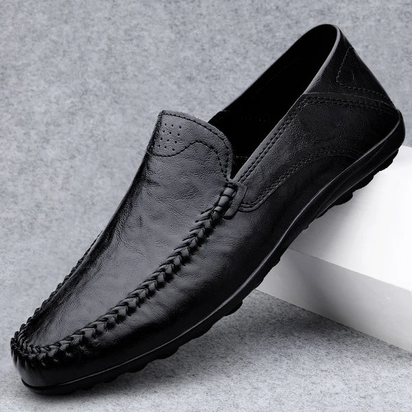 Summer Hollow Out Slip-on Leather Driving Loafers for Men Soft Soles Lightweight Walking Moccasin Shoes big size 48 49