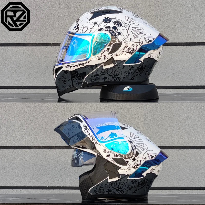 ORZ-991 unisex modular flip top motorcycle helmet, ABS shell with dual sun visors, DOT standard full face travel helmet