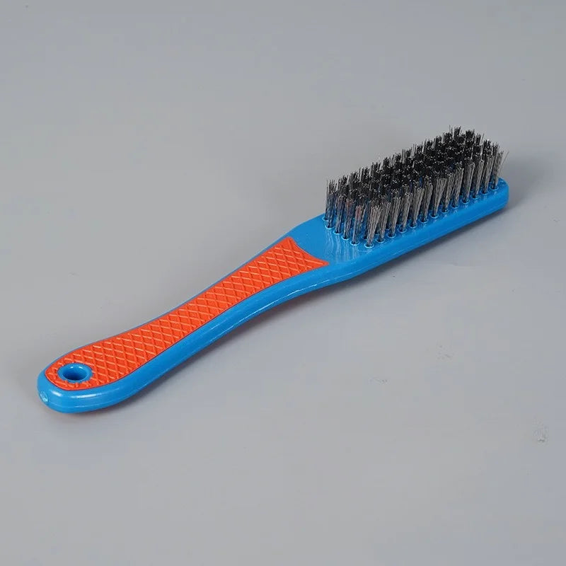 1pc Handheld Wire Brush Plastic Handle Metal Rust Remover Tool For Dirt Residue Deep Cleaning Scrubbing, Cleaning Brush