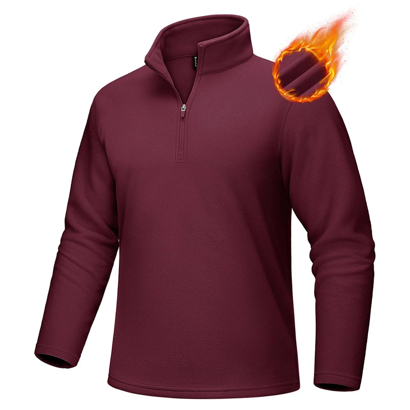 TACVASEN 1/4 Zipper T-shirts Men's Long Sleeve Turtleneck Fleece Spring Autumn Casual Warm Tops Athletic Running Spoorts Shirt