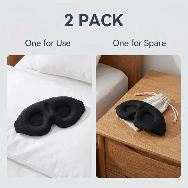 2pcs 3D full blackout sleep mask, Yoga Rest Sleep 3D Stereo Eye Mask No Nose Wing Style Travel Sleep Eye Mask