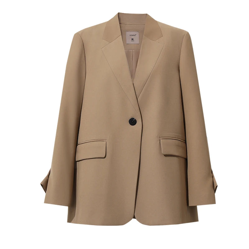Amii Women V-Neck Blazer Oversized Wide Shoulder Tunic Minimalist Business Loose Jacket Casual 2026 Autumn Woman Coats 12653021