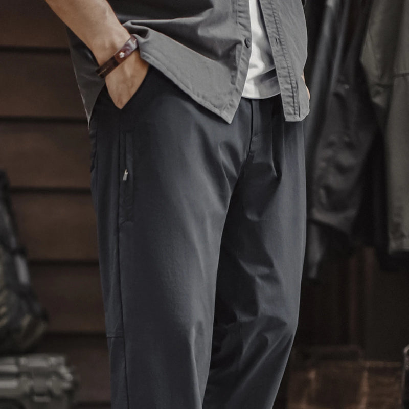 ខោ Maden Vintage Easypants ខោ Tactical Soft Shell សម្រាប់បុរស ត្រជាក់ UPF រាងសាជី ធម្មតាសម្រាប់ការធ្វើដំណើរក្រៅផ្ទះ ខោចង្កេះខ្ពស់ រដូវស្លឹកឈើជ្រុះ