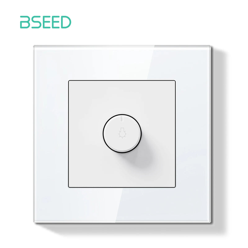 BSEED E Series Mechanical Button Switch 1/2Gang Light Switch Wall EU Socket ST TV Socket Glass Panel Switch With LED Indicator