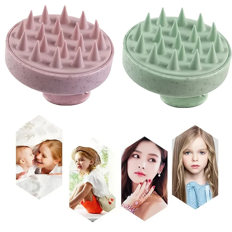 Multicolored Soft Wheat Straw Scalp Massage Brush - Perfect for Hair Cleansing, Exfoliation & Head Scrubbing，Scalp massage brush