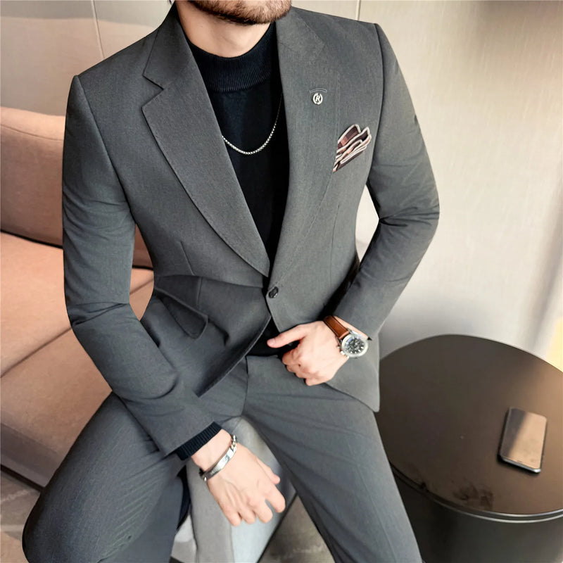 Non-Iron Two-Piece Suit ( Jacket + Pants ), Wrinkle-Resistant Formal Wear, Premium Woven Fabric Business Occasion Wedding