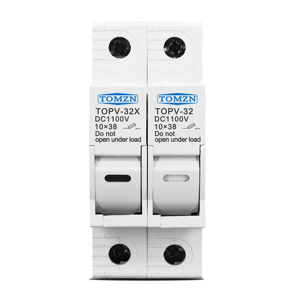 TOMZN 2P Parallel DC Fuse Holder 10*38mm High Voltage Solar PV 1000V TOPV-32X