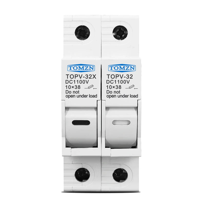 TOMZN 2P Parallel DC Fuse Holder 10*38mm High Voltage Solar PV 1000V TOPV-32X