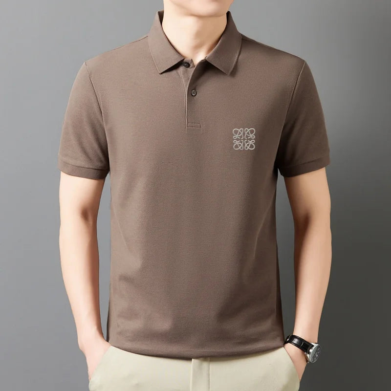 Men's Summer Luxury Brand Cotton 100% Polo Shirt Lapel Printing Short Sleeves T-Shirt Business Leisure Ventilate Men's Clothing