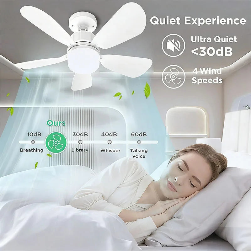 Modern E27 Socket Fan Light with 5 Blades Remote Control 3 Color Lights Dimmable Silent Removable for Home Dining Room Bedroom