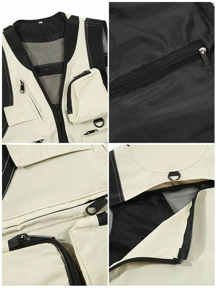 Men's Trendy Multi-Pocket Vest Functional Photographer Vest Work Clothes Korean-Style Trendy Workwear Custom Logo Printing