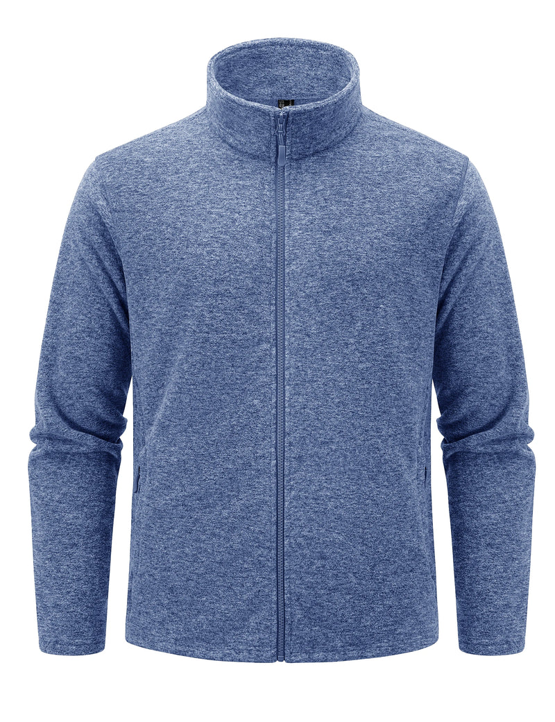TACVASEN Lightweight Fleece Stand Collar Jackets Mens Spring Casual Full Zip Jacket Outdoor Sportswear With Pockets Outwear Tops