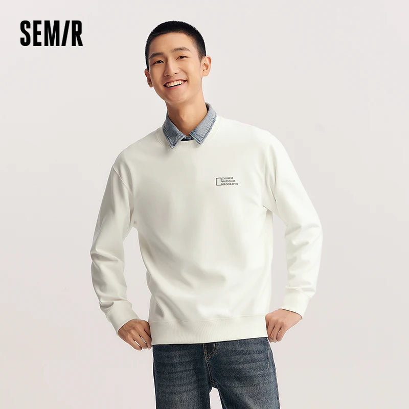 Semir Printed Sweatshirt Soft Texture Men Spring Casual Fashion Comfort Crewneck Trend Cozy New Hoodies 2026