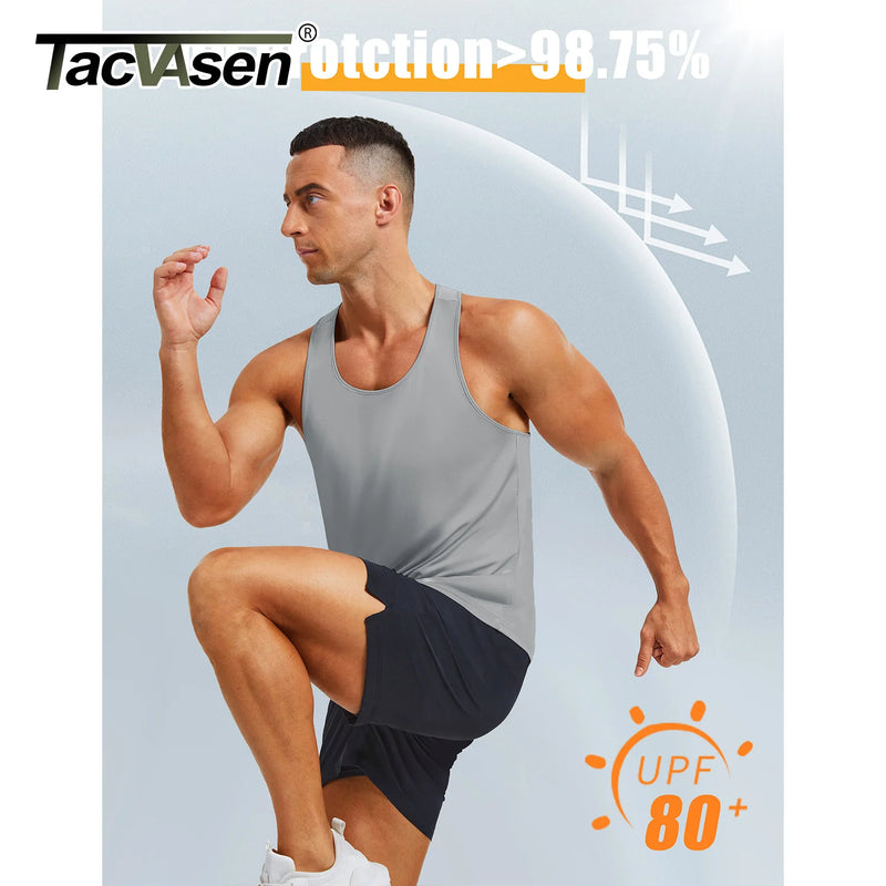 TACVASEN Men's Dry Fit Tank Tops Fitness Workout UPF 80+ Sleeveless Shirts Summer Muscle Gym Running Vest Athletic Tank Tops