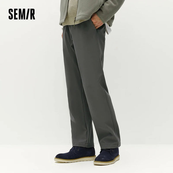 ខោបុរស Semir បែបស្រាល ធន់នឹងទឹក រចនាបថធ្វើដំណើរ ជើងត្រង់ ងាយស្រួលប្រើ ពណ៌សុទ្ធ មានស្រទាប់ក្រណាត់រោមចៀម ថ្មីឆ្នាំ 2026 សមល្មមស្រួលស្លៀក