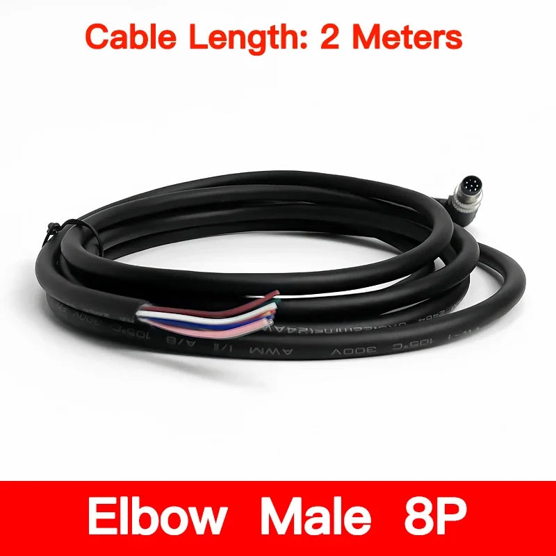 2Meters Waterproof M8 Sensor Connector, Male & Female 3/4/5/6/8 Pin, Integrated Injection Molding Industrial Cable Plug