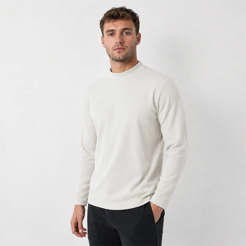 SBWL Fashion Winter/Autumn Men's High-Quality New Outdoor Sports Long-Sleeved T-Shirt Simple Style Warm Round Neck Tops