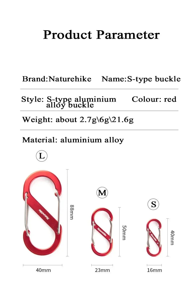 Naturehike Outdoor S-Shaped Mountaineering Buckle Climbing Backpack Buckle Pool Wallet Buckle High Strength Portable Camping