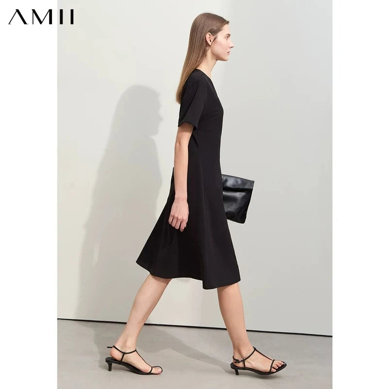 រ៉ូប Amii Minimalism រដូវក្តៅឆ្នាំ ២០២៦ សម្រាប់ស្ត្រី រ៉ូបខ្លីក V ថ្មី ស្ដើង មីឌី ស្លីម ប៉ាក់ រ៉ូបសម្រាប់ស្ត្រី 12422004