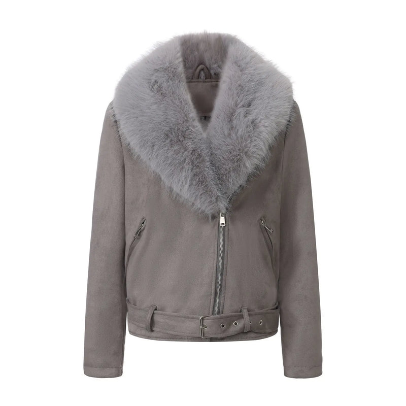 New Fall/winter Women's Loose-fitting, Warm Jackets; Short Coats with Detachable Fur Collars;Available in Black,Gray,Brown,Pink.