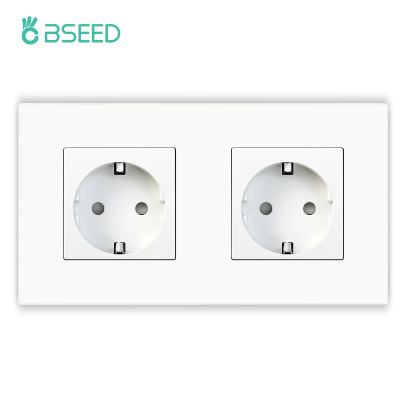 BSEED M1 Series EU Wall Socket USB Type-C Port Outlets Double Plastic Frame Sockets Triple Power Plugs Kids Protection 16A
