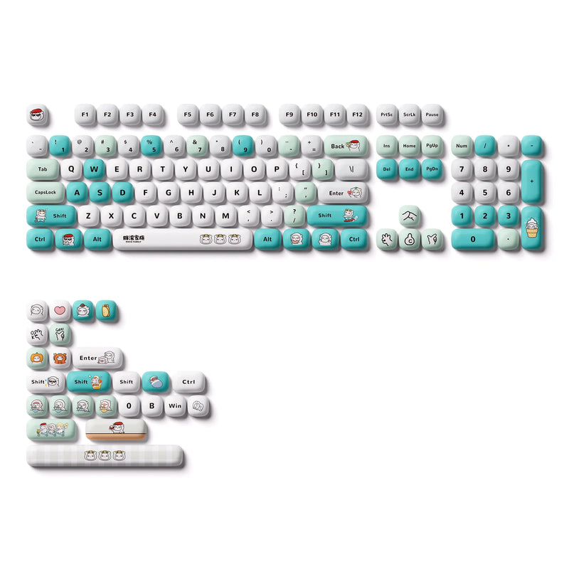 Akko 136 Keys Keycap Set Cute Animal Theme Keycaps PBT Dye-sublimation MOG Profile Keycaps Kawaii for Custom Mechanical Keyboard