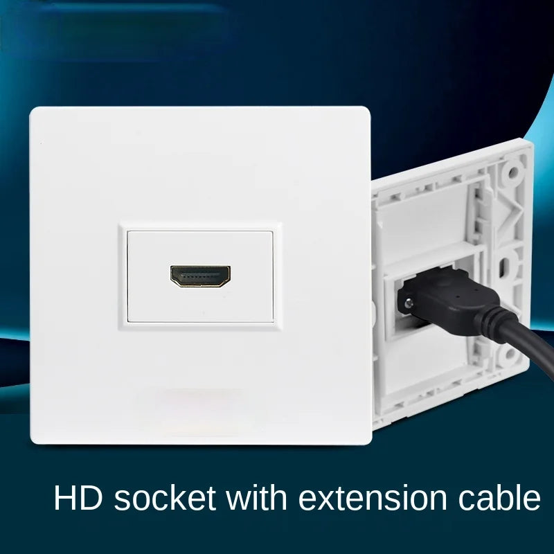 Embedded Multimedia Panel 4K HD Cable HDMI Video Digital TV Socket Plug directly into HDMI Socket,TV Network Cable Exit ,86mm