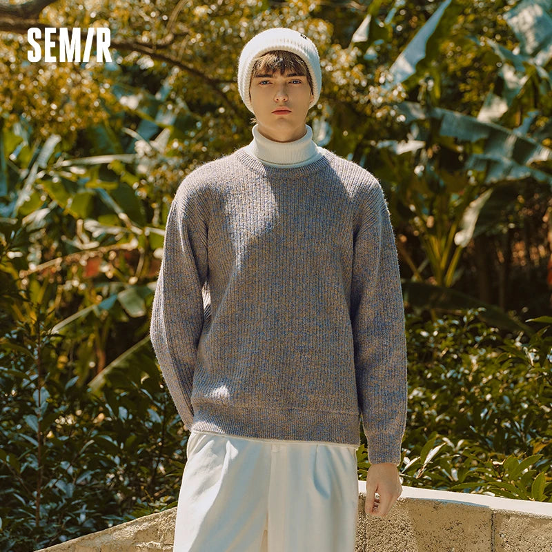 Semir Knitted Sweater Men Winter Fake Two-Piece Knitwear Base Layer Inner Wear 2025 New Marled Yarn Stylish Crew Neck Sweater