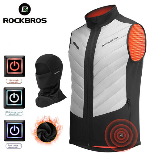 ROCKBROS Heated Vest Men Women Winter Warm USB Heating Jackets Coat Thermal Warm Clothes Washable Winter Heated Vest Asian size