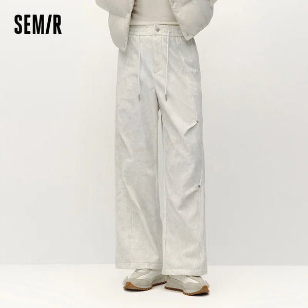 ខោ Semir សម្រាប់នារី រចនាបថសាមញ្ញ រលុង មានស្រទាប់ក្រណាត់រោមចៀម រចនាបថទំនើប ជើងធំទូលាយ ស្លៀកប្រចាំថ្ងៃរដូវរងាថ្មី ឆ្នាំ២០២៦