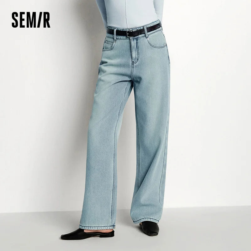 Semir Semir Jeans Women Winter Fleece Warm Straight Leg High Waist 2025 New Cool Women'S Clothing