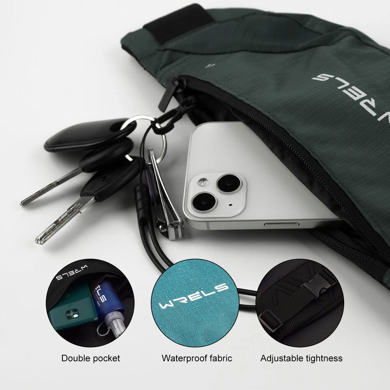 WRELS Waist Bag Running Bag Outdoor Sport Waterproof Sports Fanny Pack Mobile Phone Case Gym Jogging Portable Run Pouch Belt Bag