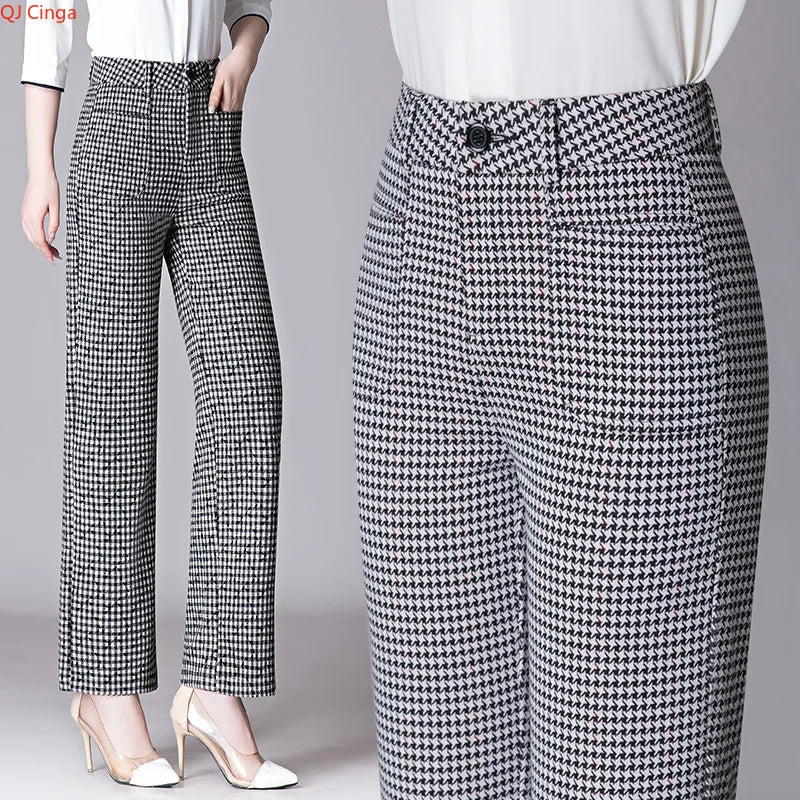 2026 New Collection Women's Mid-Stretch Trousers Commuter-Style Casual Pants for Girls Asian Sizes M-7XL