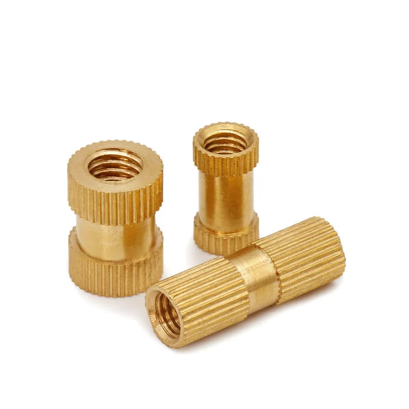 DIVEDEER 20/50/100pcs Injection Molding Brass insert nut M2.5 M3 M4 M5 M6 1/4-20UNC Brass Round Knurled Thread Inserts Nuts