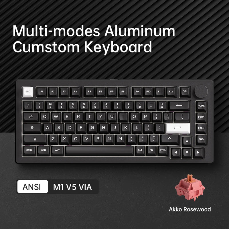 Akko MonsGeek M1 V5 Tri-mode Mechanical Keyboard VIA 75% ANSI/ISO 3/5 Pins Customized Hot-swappable RGB Rapid Disassemble Gasket