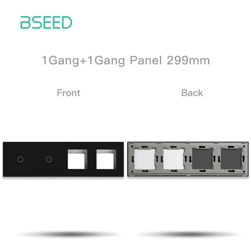 BSEED 1/2/3Gang Plus Double Frame Touch Switch Crystal Panel With Metal Frame DIY Part 299mm Glass Frame Only