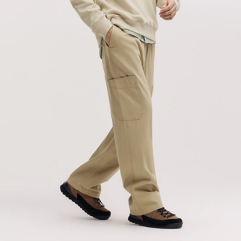 Semir Retro Pants Men 2026 Spring Loose Straight Leg Cargo Solid Color Casual Comfortable Daily Wear Long Trousers