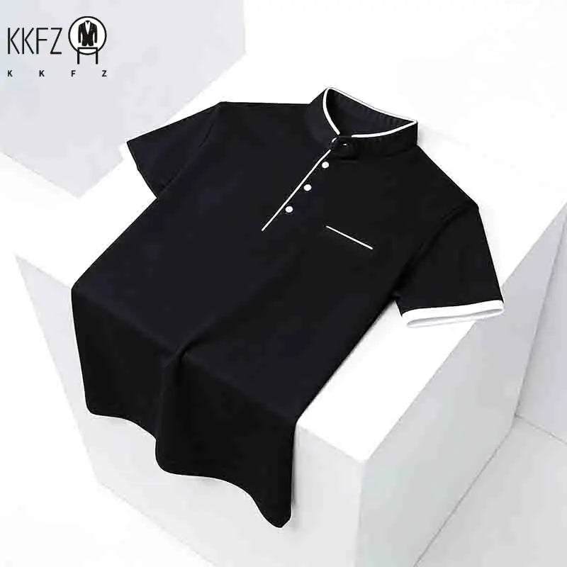 2026 New Men's Mint Green Stand Collar Polo Shirt Office Commute Business Casual Top