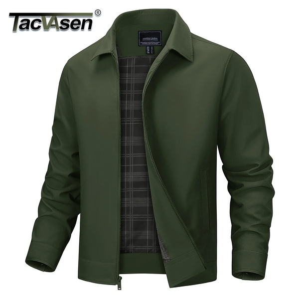 TACVASEN 2026 Men's Lightweight Jacket Water-repellent Windbreaker for Fall Winter Solid Color Fashion Patchwork Lining Overcoat