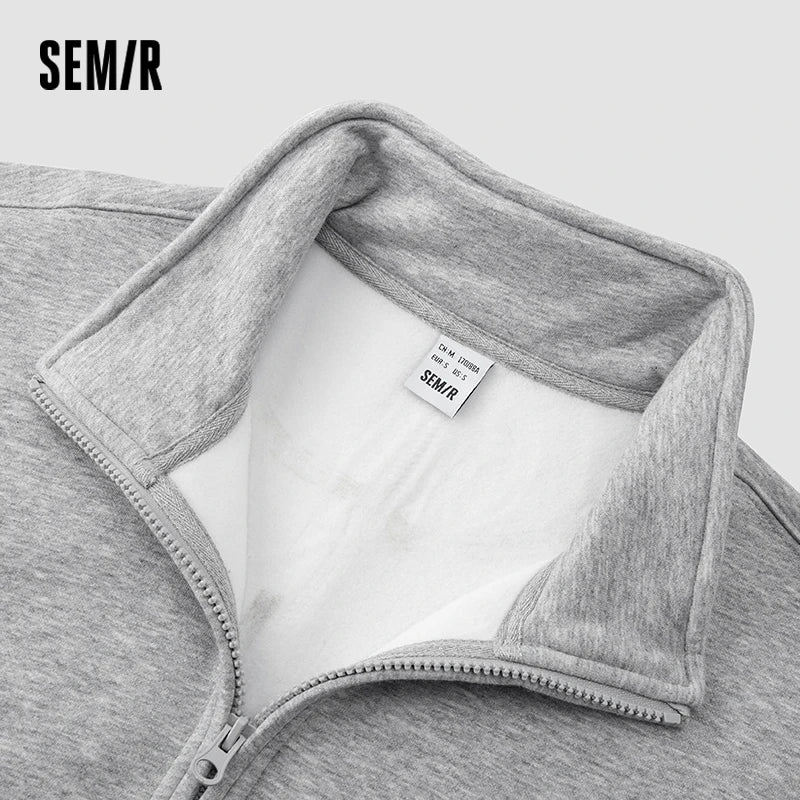 Semir Stand Collar Sweatshirt Unisex Style Soft Touch 2025 Spring Autumn Comfortable Loose Fit Trendy Fashion Pullover Top