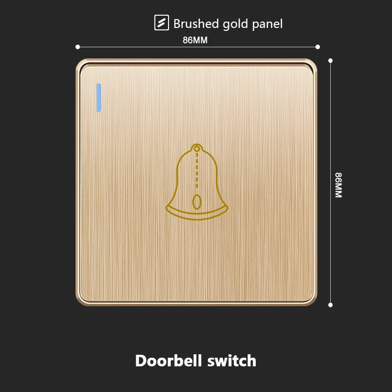 Wall Doorbell Switch Reset Push Button Wire drawing Panel,EU/UK/US/Standard Home hotel doorbell Automatic reset button switch 86
