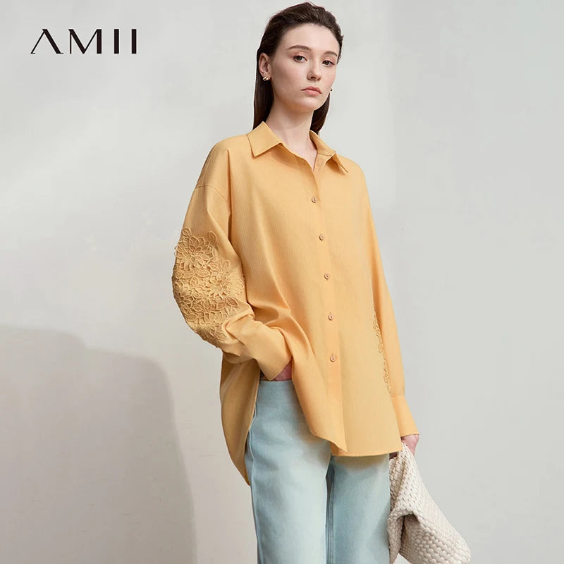 អាវក្រៅការិយាល័យ AMII ឆ្នាំ ២០២៥ អាវក្រៅរលុង កអាវបត់ចុះ ដៃអាវទម្លាក់ សម្លៀកបំពាក់នារី 12553077