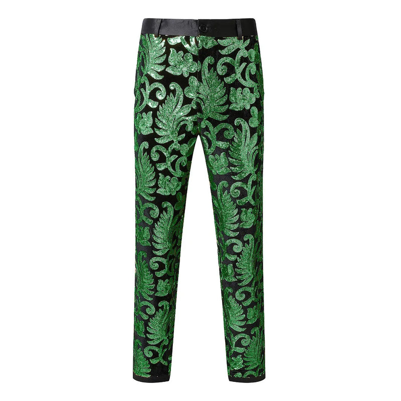 2026 New Men's Red Suit Pants, Blue Sequined Stage Performance Pants, Purple, Green, and Gold Options Available.